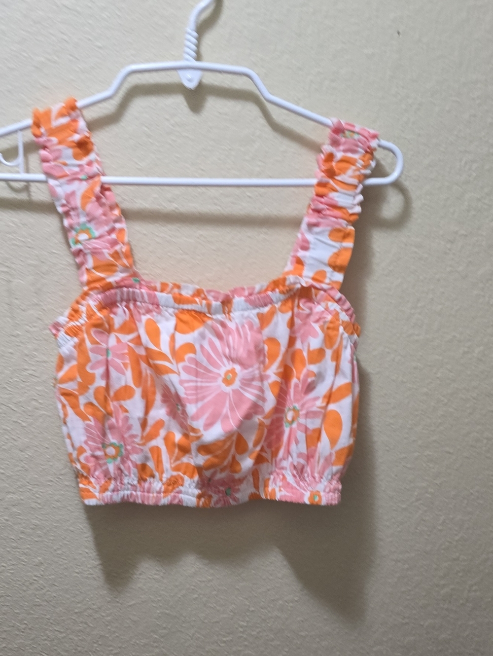 NWT Aerie Smocked Floral Crop Top with Ruffle Straps ✨ Size Small